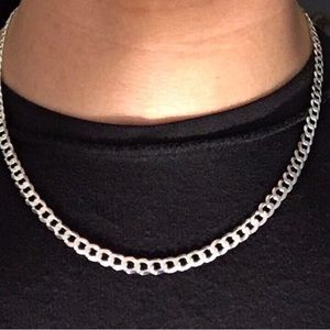 Solid Silver Chain Cuban Link 20in 5mm .925 Italy